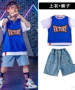 キッズダンス衣装 デニムパンツ デニム セットアップ ヒップホップ ダンス衣装 トップス パンツ 男の子 女の子 男女兼用 HIPHOP 練習着 発表会 原宿 演出服 * レッスンウエア