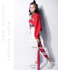 キッズダンス衣装 ヒップホップ HIPHOP キッズ ダンス衣装 へそ出し タンクトップ トップス 長ズボン パンツ 子供 チアガール 女の子 発表会 練習着 * レッスンウエア