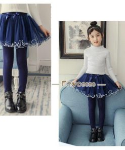 ロングパンツ スカート キッズ 子供服 パンツ ボトムス 女の子 10分丈 レース柄 チュチュスカッツ レギンスパンツ こども 重ね着 スカッツ * スカート