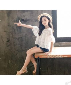 子供服 夏服 セットアップ キッズ 女の子 韓国子供服 上下セット 2点セット トップス 半袖 Tシャツ シフォン ショートパンツ 短パン 140 通学着 130 120 * ワンピース、チュニック