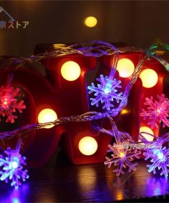 イルミネーションライト LED 雪花 電池 10m 80灯 クリスマス インテリア デコレーション ディスプレイ イベント かわいい ウォーム 暖かい光 きれい カラフル * イルミネーションライト