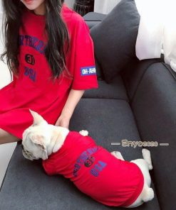 ペア犬用　半袖Tシャツ夏服　犬服親子 お出かけに ドッグウェア 小型犬用 ペット親子お揃い 犬の服 ドッグウェア ペットとお揃いTシャツ * 犬の服