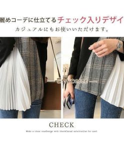 グレンチェック Tシャツ 秋 長袖 シフォン 大きいサイズ サイドプリーツ レディース 異素材切り替え ゆったり カットソー * 長袖