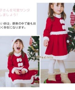 ワンピース&amp;帽子 キッズ サンタ服 2点セット サンタコスプレ 女の子 パーティー クリスマス衣装 サンタクロース * キャラクター衣装