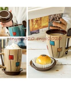 350ml 北欧 コーヒーカップ 陶器 カフェマグ 大容量 食洗機/電子レンジ/オーブン対応 コップ ティーカップ キッチン雑貨 おしゃれ ハンドメイド マグカップ 4色 * マグカップ