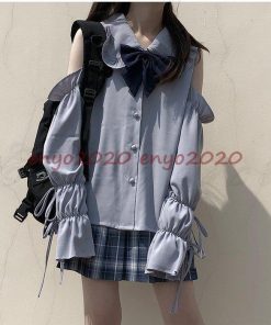 セーラー服 シャツブラウス 学生制服 長袖 プリーツスカートセット カジュアル ボタン付き かわいい レディース おしゃれ きれいめ * セーラー服