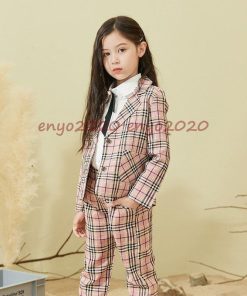 卒業式 女の子 入学式 パンツスーツ 子供服 ピアノ発表会 パンツスーツ チェック柄 フォーマル 七五三 4点セット キッズ フォーマル 170 110 * スーツ、ブレザー