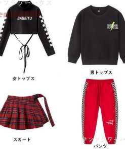 キッズ ダンス衣装 セットアップ ヒップホップ チェック柄 HIPHOP 長袖 トップス スカート パンツ 子供服  ステージ衣装 チア 練習着 ジャズダンス * その他子ども服