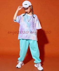 キッズ ダンス衣装  Tシャツ トップス パンツ ヒップホップ セットアップ HIPHOP 男の子 女の子 子供服 ズボン  ジャズダンス かっこいい チアガール 練習着 * レッスンウエア