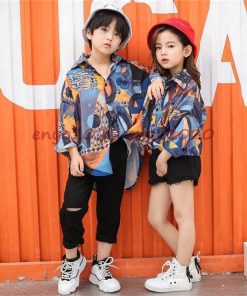 キッズ ダンス衣装 ヒップホップ 花柄シャツ セットアップ HIPHOP  ダンスシャツ へそ出し タンクトップ パンツ 子供 ジャズダンス 練習着 女の子 男の子 * レッスンウエア