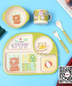 仕切り皿　お子様ランチプレート ベビー食器 フォーク  子供 離乳食　ランチ皿　キッズプレート 幼稚園 赤ちゃん スプーン 保育園  食器セット * お子様プレート、皿