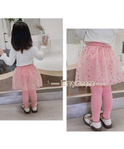 ボトムス レギンスパンツ ロングパンツ スカッツ 子供服 10分丈 こども キッズ 女の子 パンツ スカート 重ね着 チュチュスカッツ レース柄 * スカート