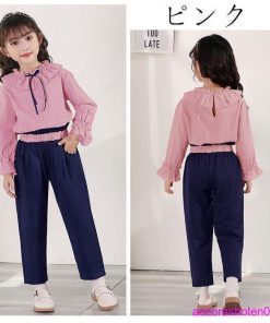 子供服 セットアップ 春 秋 おしゃれ 女の子 トップス+ボトムス 2点セット キッズ 上下セット 長袖 長ズボン 可愛い 姉妹 お出かけ お祝い 七五三 発表会 90-140 * 上下セット