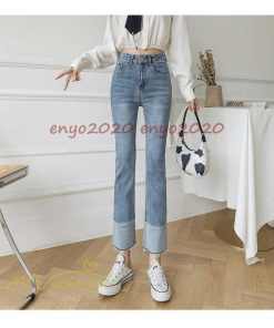 レディース デニムパンツ ジーンズ ストレッチ 美脚 パンツ ハイウエスト 2021春 ストレート ズボン ボトムス ロールアップ 20代30代40代 着痩せ 上品 九分丈 * その他スカート、パンツ