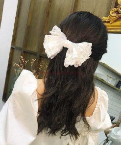 ヘアクリップ シュシュ ヘアアクセサリー クリップ ヘアピン ヘアアクセ レース リボン シンプル おしゃれ 白 春 可愛い プレゼント ポイント消化 夏 * ヘアクリップ