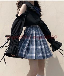 セーラー服 シャツブラウス 学生制服 長袖 プリーツスカートセット カジュアル ボタン付き かわいい レディース おしゃれ きれいめ * セーラー服