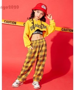 キッズダンス衣装 ヒップホップ  チェック柄 ズボン キッズダンス HIPHOP タンクトップ トップス へそ出し 女の子 ガールズ 練習着 ステージ衣装 Sale * 新体操ウエア