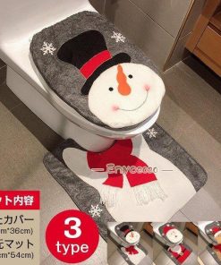 サンタ ふたカバー トナカイ トイレマット 飾り 部屋 クリスマス 可愛い 2点セット 雪だるま お家 滑り止め 室内 トイレマットセット * トイレ用マット