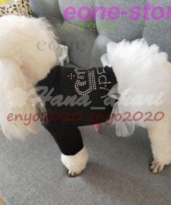 ニット 小型犬 犬服 つなぎ チュールスカート ドレス ワンピース ドッグウエア 春夏秋 ワンちゃんの服 * 犬の服