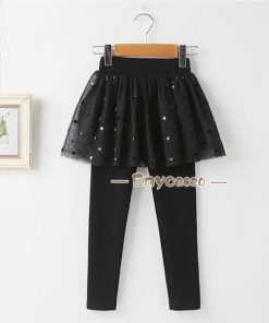 女の子 子供服 10分丈 スカート こども ロングパンツ スカッツ ボトムス キッズ パンツ 重ね着 チュール チュチュスカッツ レギンスパンツ * スカート