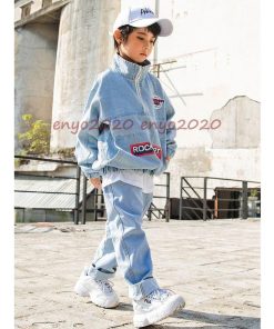 キッズダンス衣装 ヒップホップ セットアップ HIPHOP デニム ジャケット ズボン パンツ 女の子 男の子 ジャズダンス 練習着 舞台服 演出服 発表会 韓国 * レッスンウエア