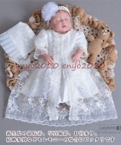 セレモニードレス 新生児 お宮参り 4点セット ベビー ドレス ニューボーンフォト 写真撮影 寝相アート 退院着 お披露目に 夏 七五三 プレゼント 赤ちゃん * セレモニードレス