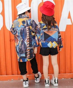 キッズ ダンス衣装 ヒップホップ 花柄シャツ セットアップ HIPHOP  ダンスシャツ へそ出し タンクトップ パンツ 子供 ジャズダンス 練習着 女の子 男の子 * レッスンウエア