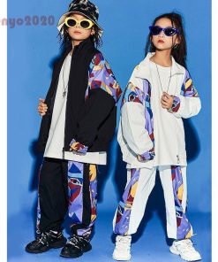 キッズダンス衣装 セットアップ ヒップホップ HIPHOP 男の子 女の子 上下セット 長袖 トップス コート ジャケット パンツ 発表会 長ズボン ジャズダンス 練習着 * レッスンウエア