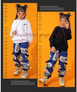 キッズ ダンス衣装 トップス パンツ ヒップホップ シャツ 女の子 男の子 HIPHOP ブラック ホワイト 子供 団体服 大きい 応援団 演出 文化祭 発表会 イベント * レッスンウエア