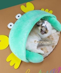 クッション 猫用 猫犬用 夏 小型犬 枕付き 冷感マット付き ひんやりマット カニ型 ペットハウス 犬ベッド ネコベッド かわいい * その他犬用品