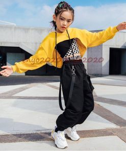 キッズ ダンス衣装 チェック柄 トップス パーカー パンツ ヒップホップ へそ出し 女の子 ジャズダンス 子供 ステージ衣装 韓国 発表会 120-170cm 単品販売 * レッスンウエア