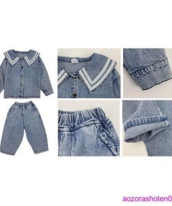 子供服 セットアップ カウボーイスーツ キッズ 女の子 デニムジャケット+デニムパンツ 2点セット 上下セット 幼児 ベビー デニムセット 通園 秋 通学 90-130 春 * 上下セット