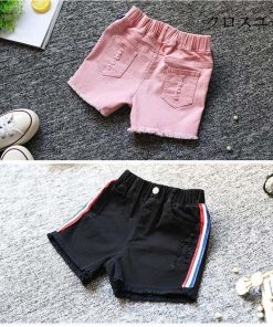 ボトムス ショートパンツ 女の子 ダメージ加工 半ズボン 夏物 ハーフパンツ ショーパン 子供服 デニム * 半ズボン、ハーフパンツ