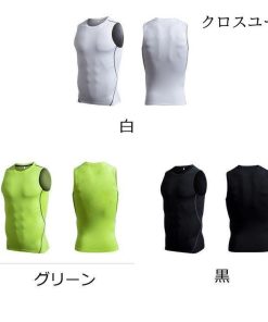 Tシャツ アンダー インナー トレーニング ノースリーブ タンクトップ スポーツウェア コンプレッションウェア メンズ 加圧シャツ 夏 * タイツ