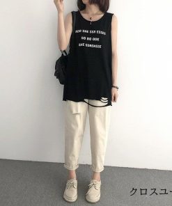 Tシャツ 袖なし ベスト Tシャツ レディース 綿 ベーシック シンプル 白 黒 UV対策 カットソー 新作 40代 30代 20代 * ノースリーブ