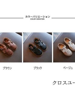 レトロ ストラップサンダル 靴 フラット底 シューズ キッズシューズ 透かし彫り 女児 前詰まり 夏 マジックテープ 女の子 サンダル ジュニア * サンダル