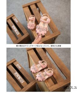 女児 サンダル PU ジュニア ストラップサンダル 花柄 マジックテープ キッズ シューズ 夏物 可愛い PUサンダル 子供用 女の子 靴 オシャレ * サンダル