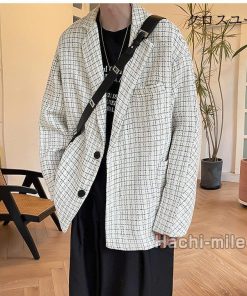 アウター ビジネスジャケット ジャケット 紳士服 韓国風 大きいサイズ テーラードジャケット 春秋 チェック柄 メンズ * テーラード、ブレザー