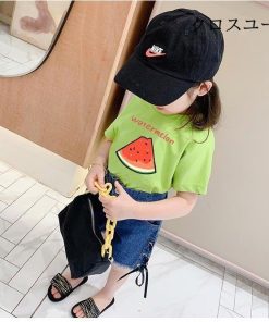 女の子 Tシャツ 夏 女児 半袖Tシャツ コットン 子供 サマーTシャツ カットソー フルーツ柄 半袖 キッズ おしゃれ コットンTシャツ ジュニアTシャツ * Tシャツ