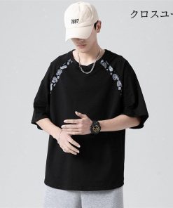 五分袖ｔシャツ メンズ オシャレ 七分袖ｔシャツ 和柄 ペイズリー柄 涼しい 五分袖 Tシャツ 夏物 大きいサイズ トップス 春 40代 ブルオーバ 50代 * 五分、七分袖