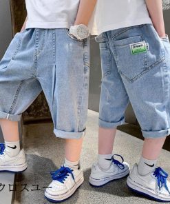 子供 男児 ワイドパンツ デニム クロップドパンツ ハーフパンツ Ｇパン デニムパンツ ジーンズ 夏 クロップド丈 男の子 ゆったり 半ズボン * 半ズボン、ハーフパンツ