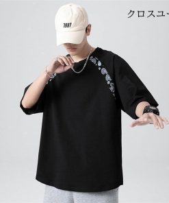 五分袖ｔシャツ メンズ オシャレ 七分袖ｔシャツ 和柄 ペイズリー柄 涼しい 五分袖 Tシャツ 夏物 大きいサイズ トップス 春 40代 ブルオーバ 50代 * 五分、七分袖