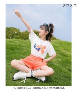 女の子 夏Tシャツ ショートパンツ ガールズ ワイドパンツ 半袖Tシャツ セットアップ 夏 子供 上下セット 女児 Tシャツ 2点 ハーフパンツ * Ｔシャツ、カットソー