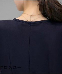 ワンピース レディース ドレス きれいめ お呼ばれ ロング 大きいサイズ 上品 おしゃれ ママコーデ ネイビー 服 秋 冬 ワンマイルウェア スーツ * ワンピース