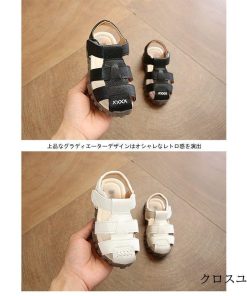 子供用 サンダル PU 女児 男児 シューズ マジックテープ ジュニア 靴 ぺったんこ 滑り止め 男女兼用 くつ オシャレ キッズ 夏物 * サンダル