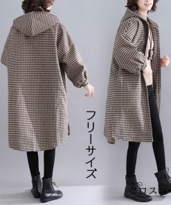 チェスターコート 40代 ロング 新作 千鳥柄 秋冬 ロング 厚手 大きいサイズ チェック柄 ロングコート レディース アウター オーバーサイズ 30代 コート 50代 * チェスターコート