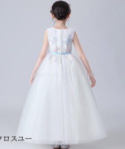 子供ドレス ロング 発表会 結婚式 ピンク ミントグリーン フォーマル ドレス 高級 子供ドレス ガールズ パーティドレス 七五三 プリンセス ホワイト * ドレス