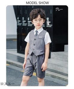 子供服 半ズボン スーツ フォーマル ベスト 男の子 フォーマル 4点セット 男の子 発表会 男の子 スーツ シャツ キッズ * スーツ、ブレザー