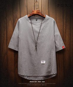 七分丈Tシャツ 大きいサイズ カットソー 五分袖  バック長め ビッグT 夏 メンズ 五分丈 七分袖Tシャツ ティーシャツ シンプル * 五分、七分袖