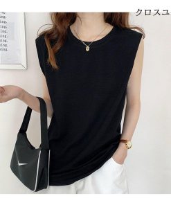 Tシャツ レディース カットソー 夏 40代 ノースリーブ 綿 春夏 カットソー 大きいサイズ シンプル UVカット 韓国風 20代 40代 30代 かわいい おしゃれ * ノースリーブ